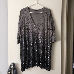 FILIPPA K Grey Sequin Encrusted Mini Dress One Size S/M/L